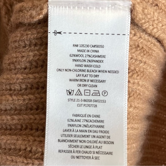 Equipment Cashmere Wool Cozy Ribbed Tan 1/4 Oversized Sweater - Picture 8 of 9